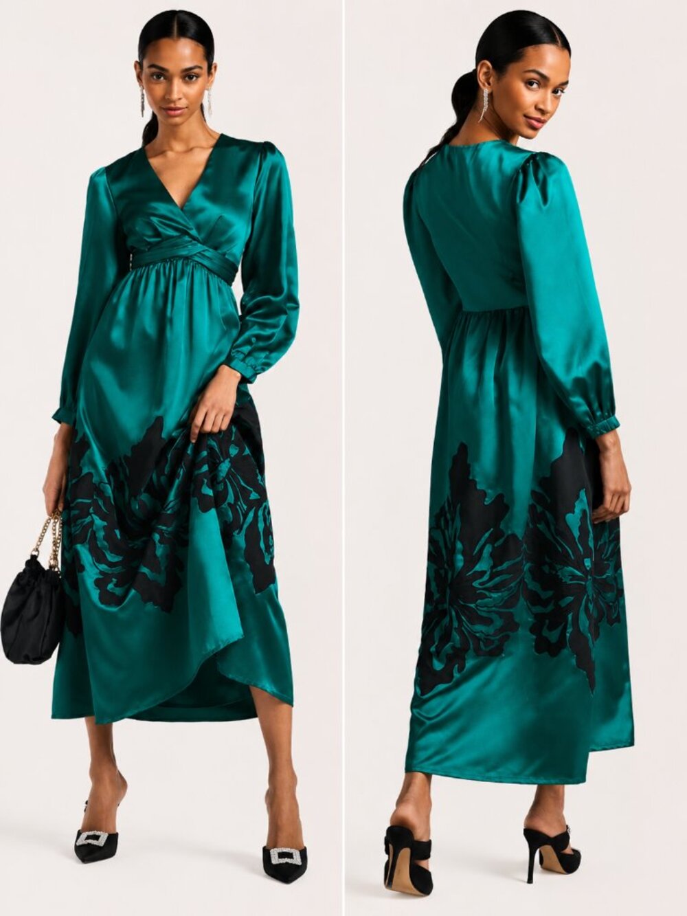 Anthropologie Nikasha Embroidered Satin Dress Green XXS NWT